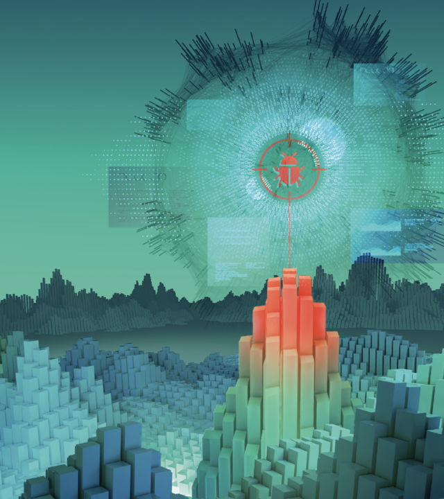 Image of a cyber landscape where a malware is detected