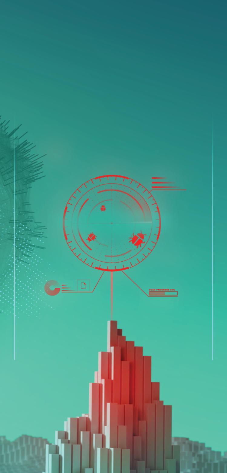 Image of a cyberlandscape with a detection alert